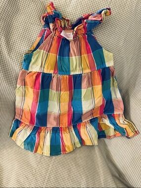 okie dokie Multicolor Plaid Ruffle Dress - Bright Rainbow